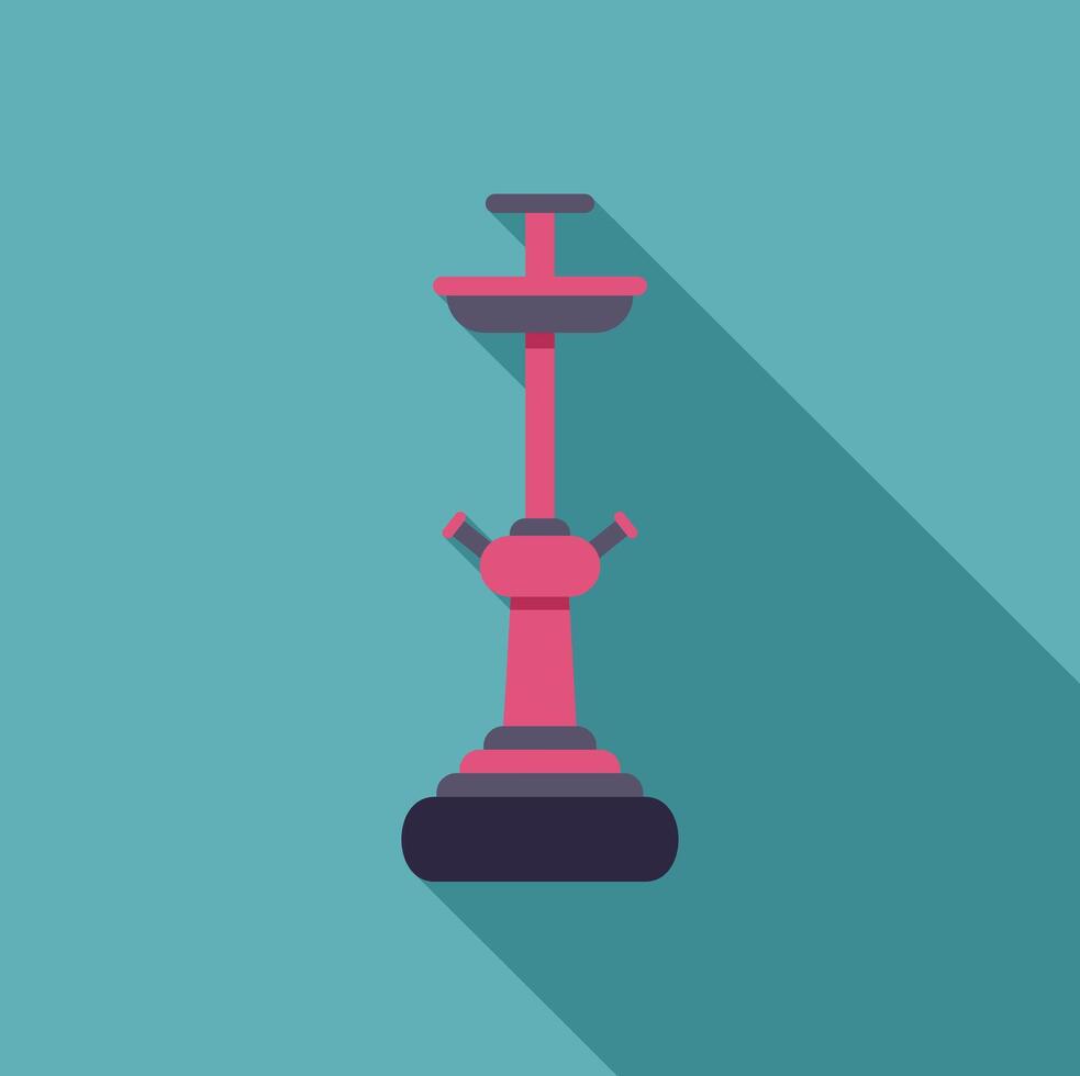 Pink hookah standing on turquoise background with long shadow vector