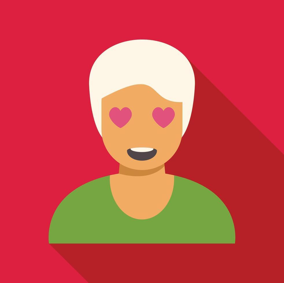 Young person expressing love with heart shaped eyes and open mouth vector