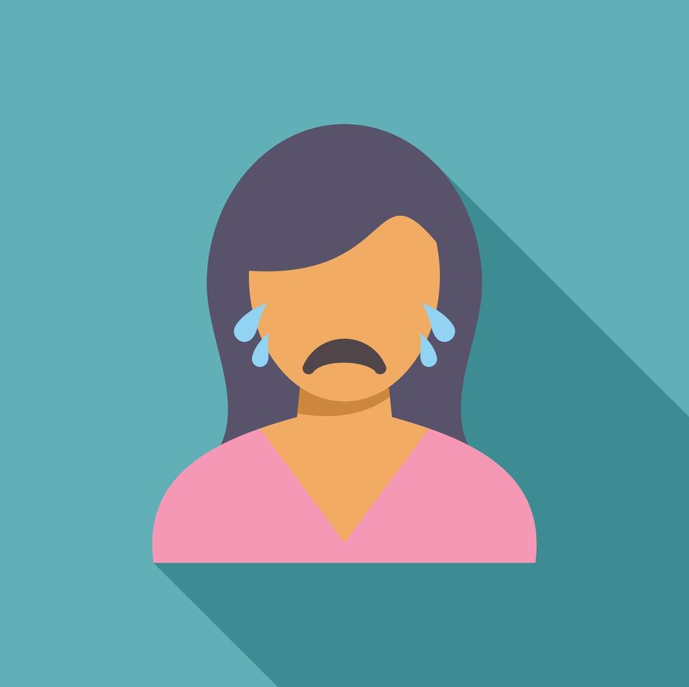 Sad woman crying with tears falling down her face vector