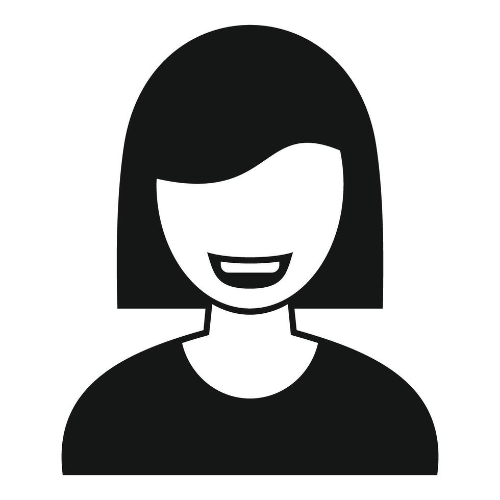 Smiling woman with bob haircut showing teeth, a minimalist portrait vector