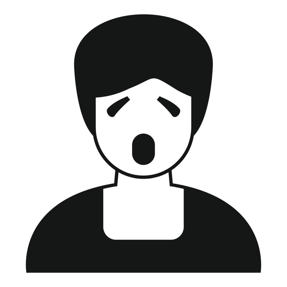 Young man yawning with open mouth and closed eyes, feeling tired and sleepy vector