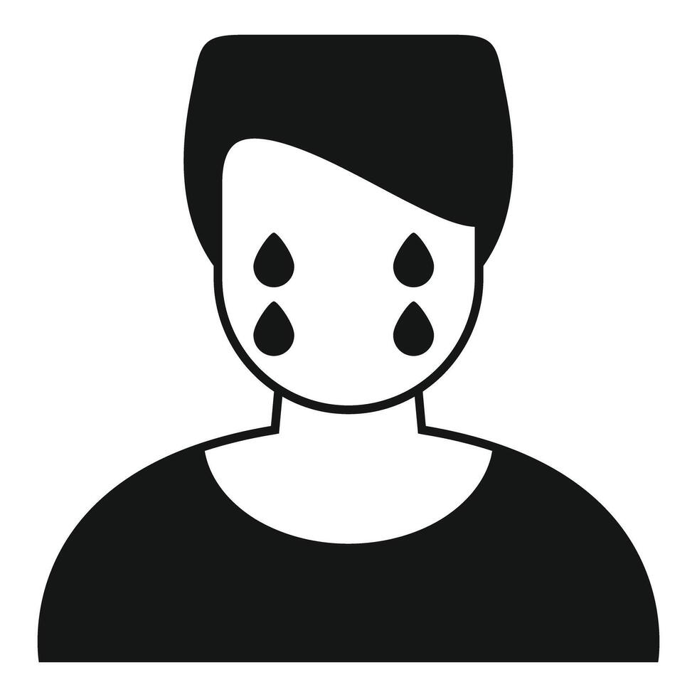 Sad person crying with tears falling from eyes vector