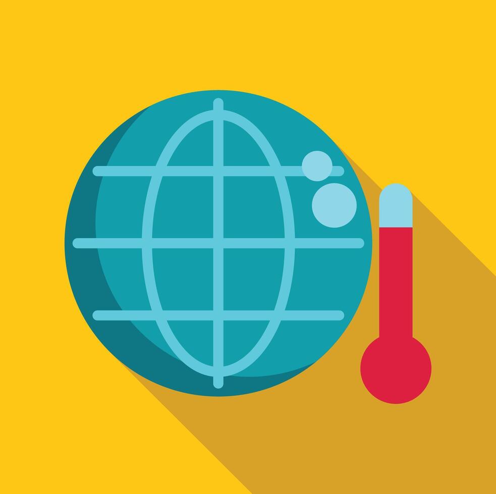 Global warming measuring planet temperature with thermometer icon vector