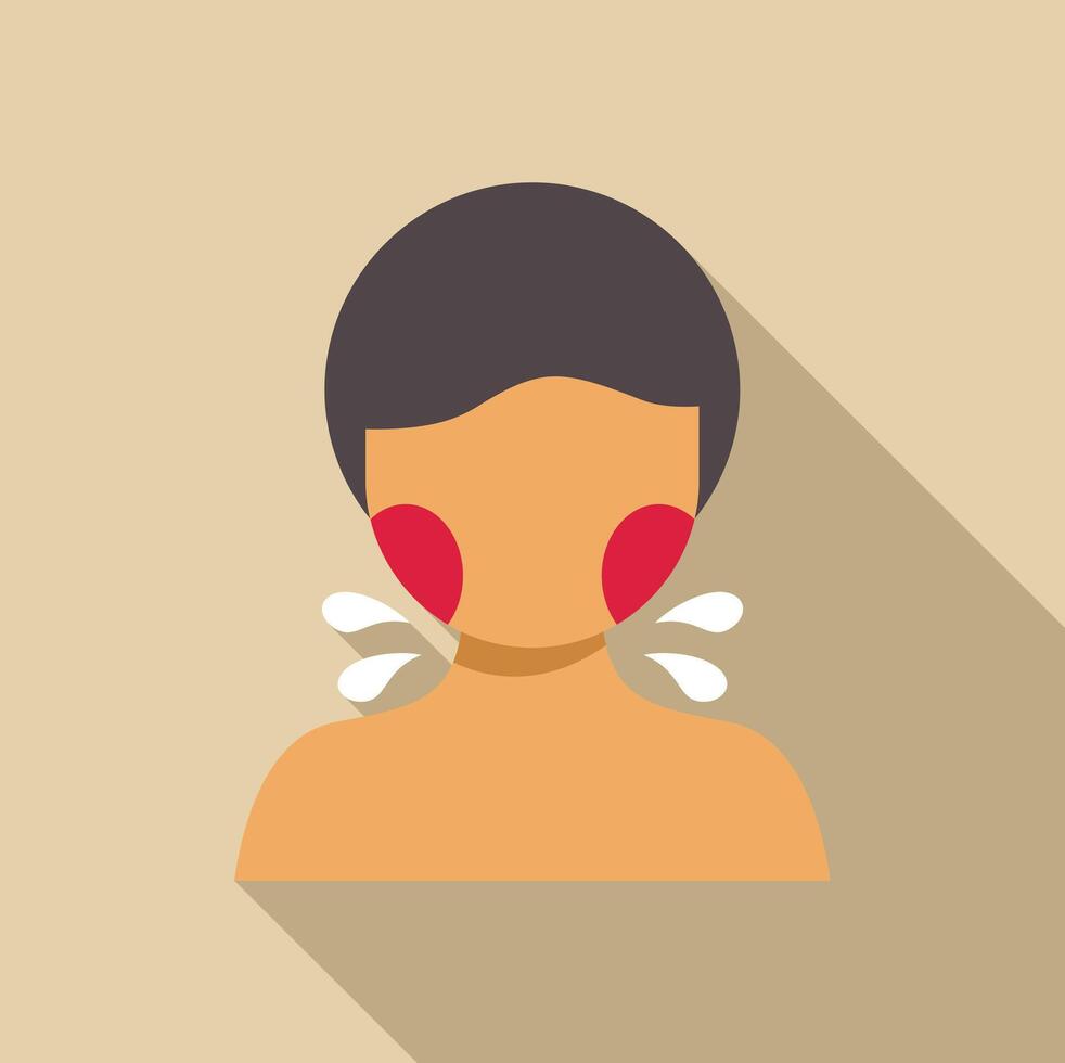 Person suffering from swollen salivary glands and drooling vector