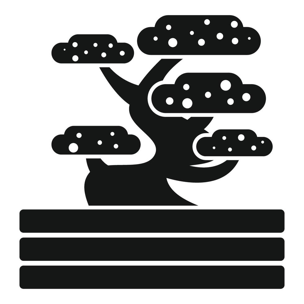 Bonsai tree growing on a small wooden platform vector