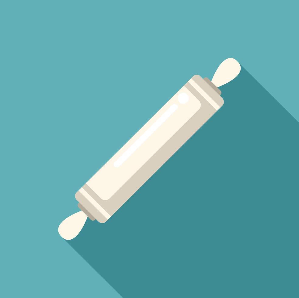 Rolling pin lying on diagonal on turquoise background vector