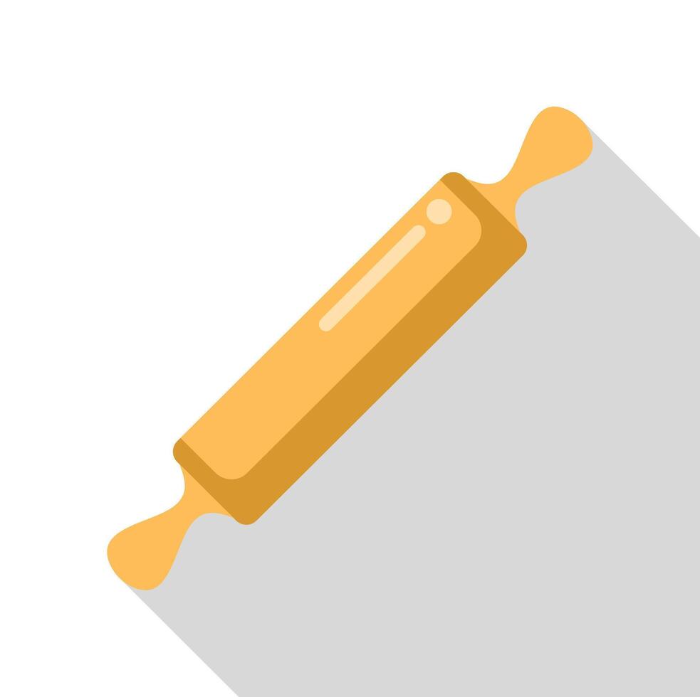Wooden rolling pin for baking and cooking flat design icon vector