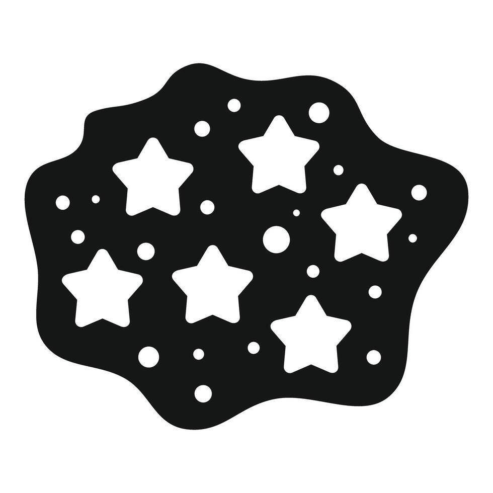 Black irregular shape decorated with multiple white stars and dots vector