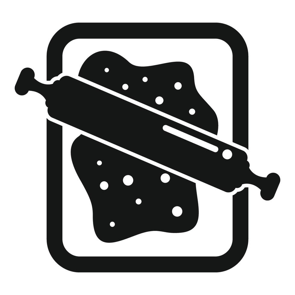 Rolling pin flattening dough for baking delicious cookies or pastries vector