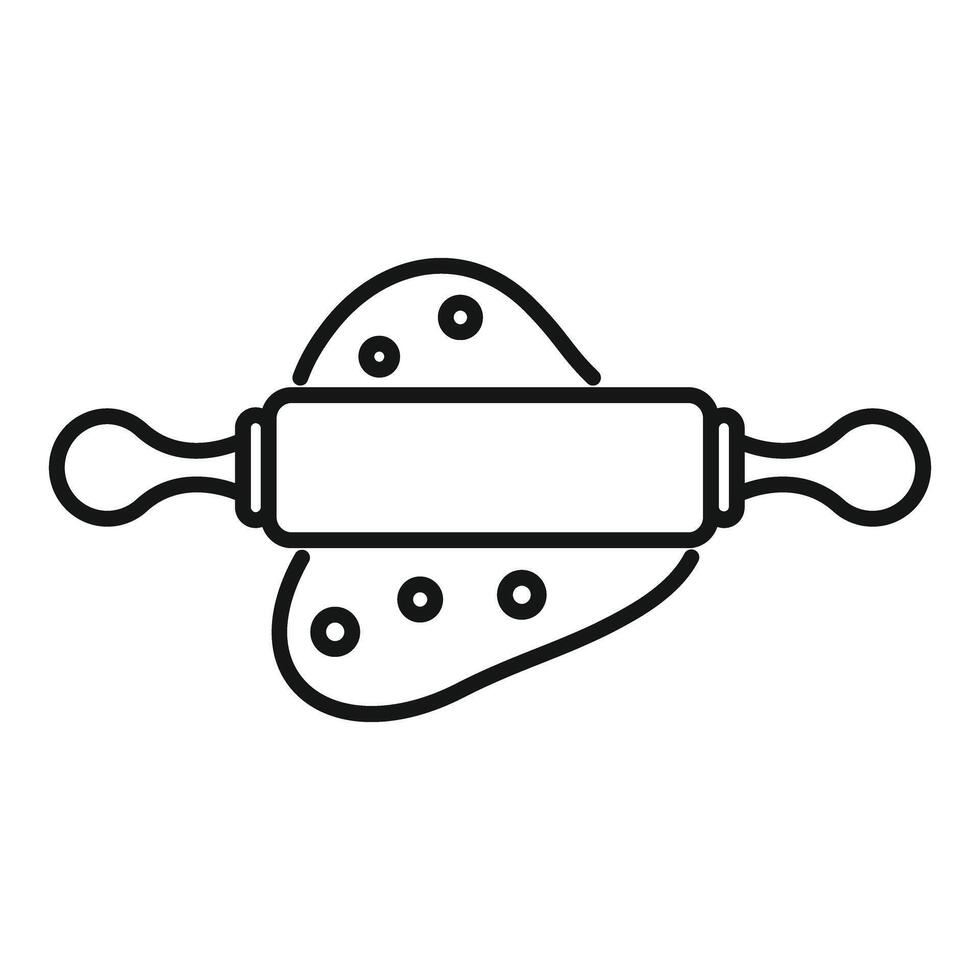 Rolling pin flattening dough with air bubbles on white background vector