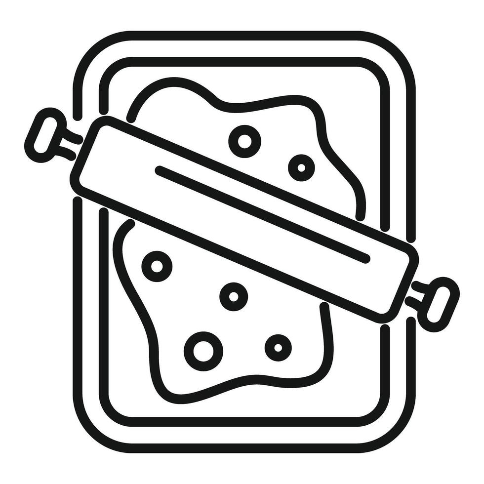 Rolling pin flattening dough in baking tray for delicious homemade cookies vector