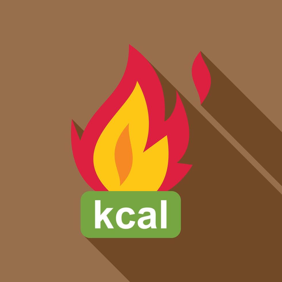 Burning kilocalories, energy and heat representing calorie measurement with fire vector