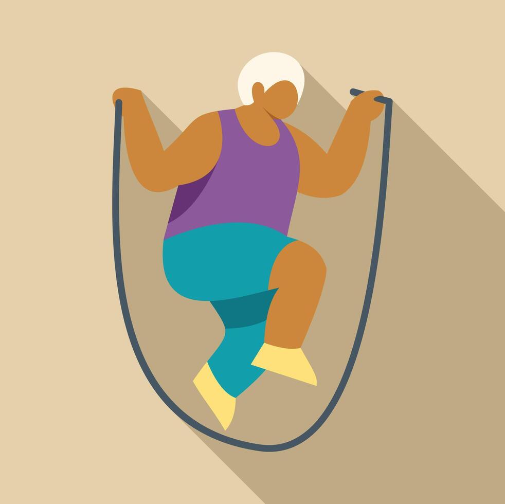 Senior man jumping rope maintaining active lifestyle vector
