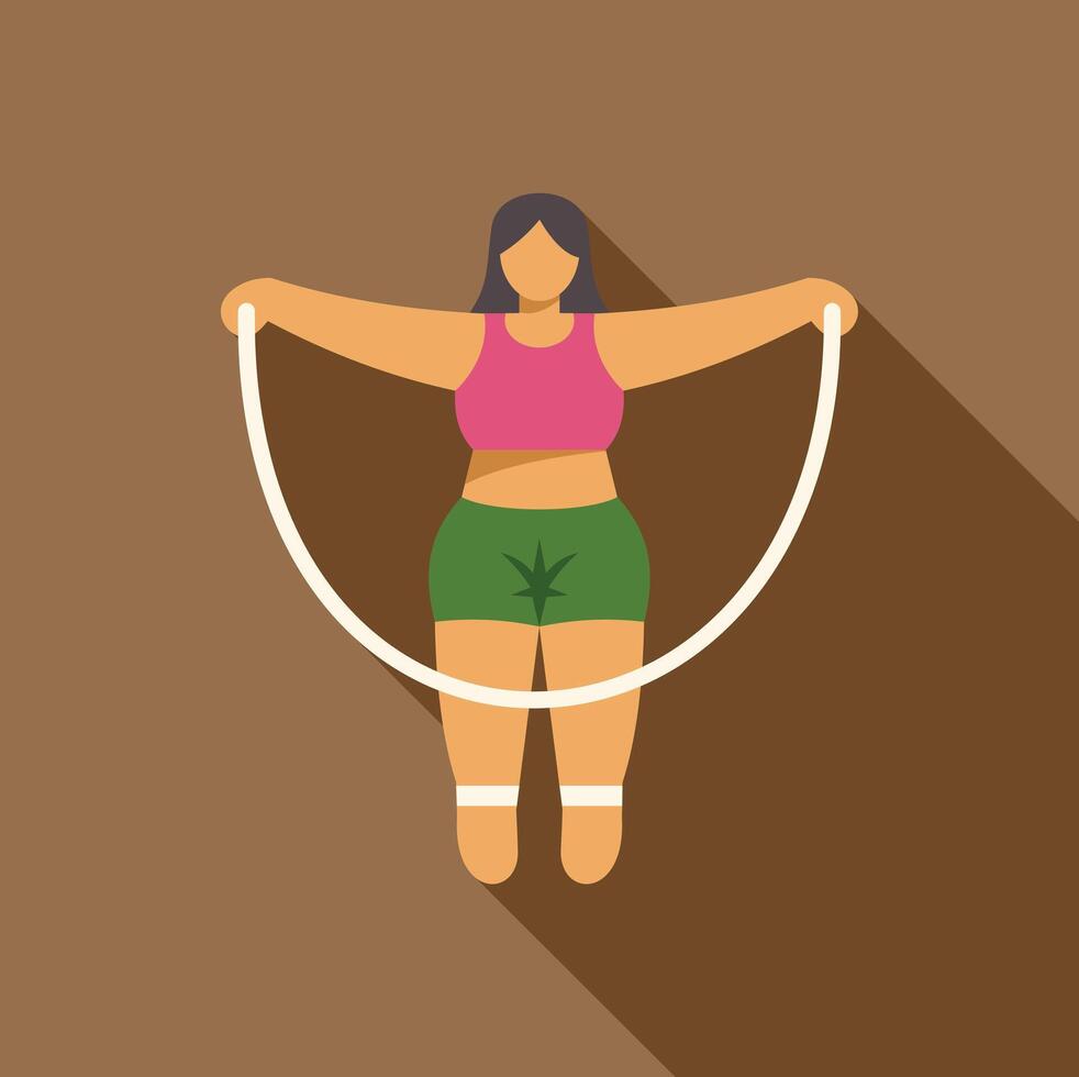 Woman holding jumping rope getting ready for exercise vector