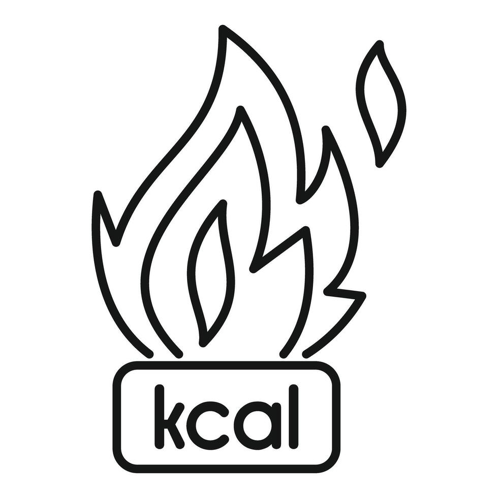 Burning kilocalories symbol with fire and kcal text representing energy consumption vector