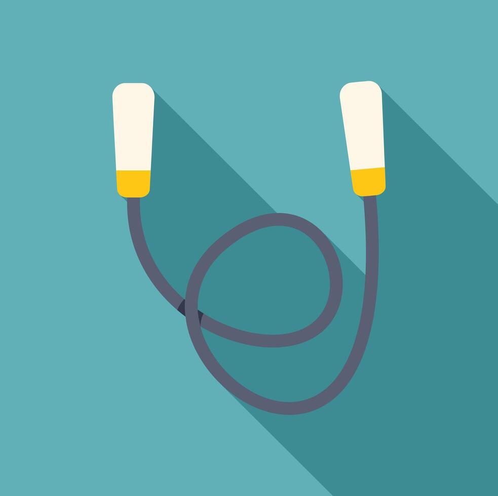 Skipping rope lying on a turquoise background with long shadow vector