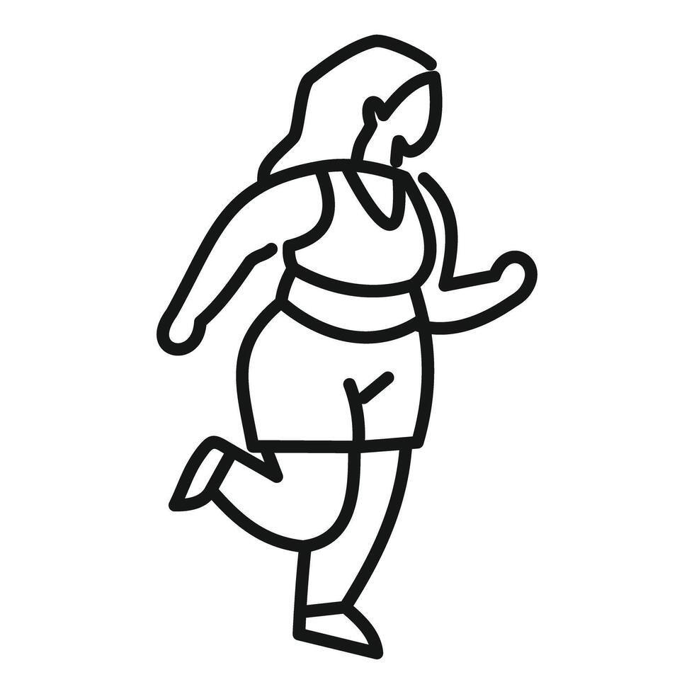 Curvy woman running, promoting body positivity and active lifestyle vector