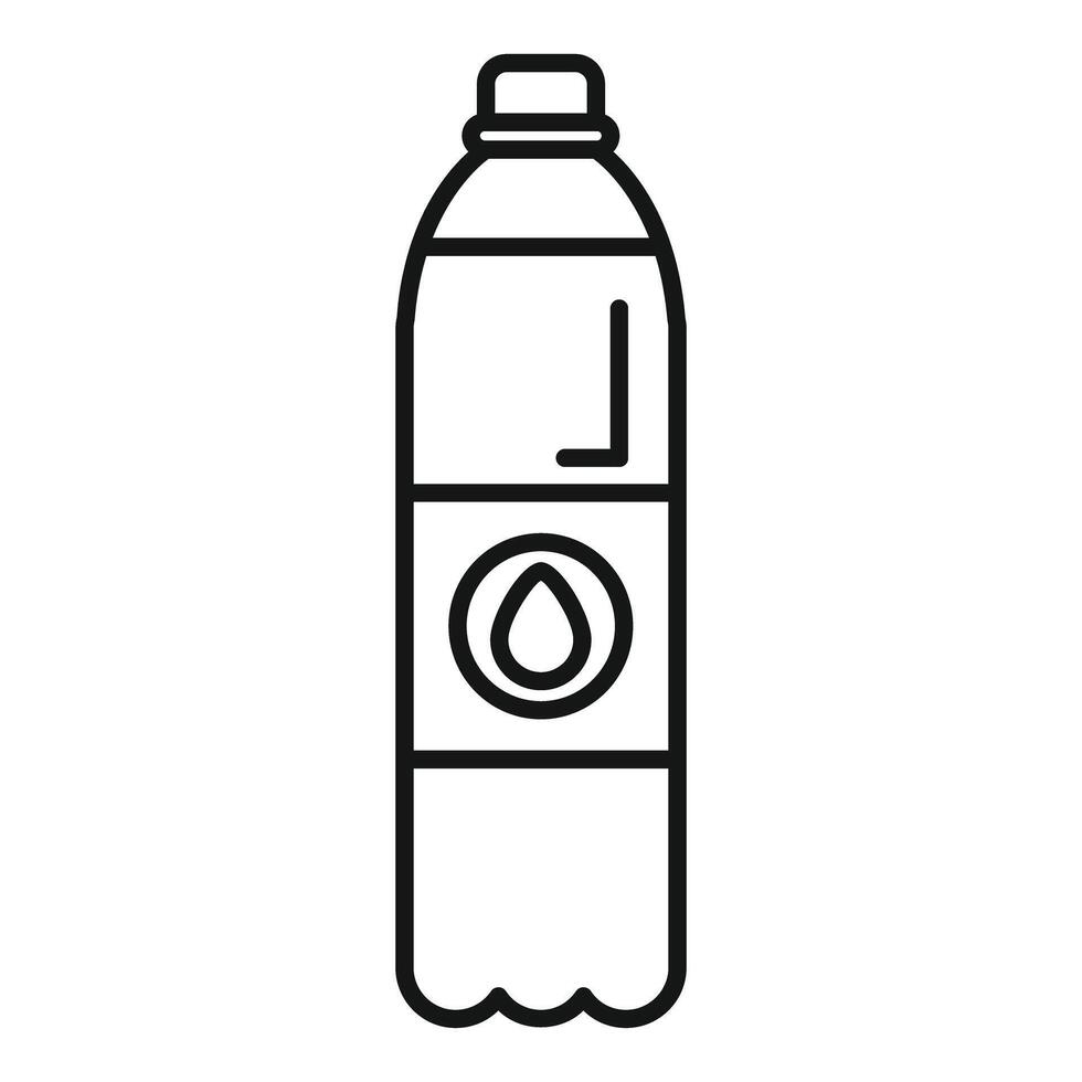 Plastic bottle showing water drop logo and capacity, refreshing beverage concept vector