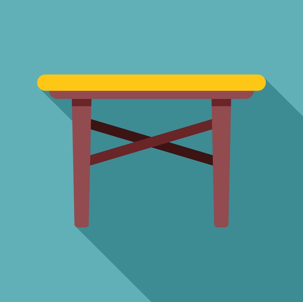 Wooden table with crossed legs and yellow top on turquoise background vector