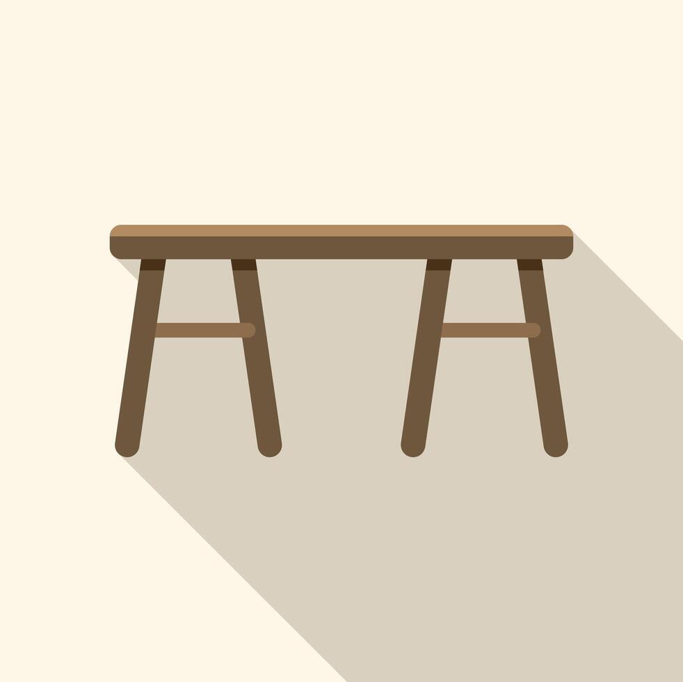 Wooden table with cross legs and long shadow vector