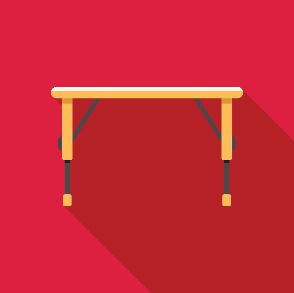 Folding table standing on red background with long shadow vector