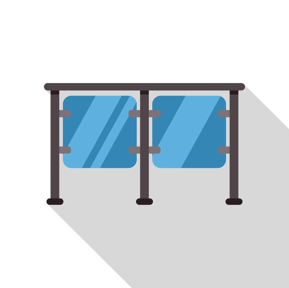 Glass balcony with metal railing and long shadow vector