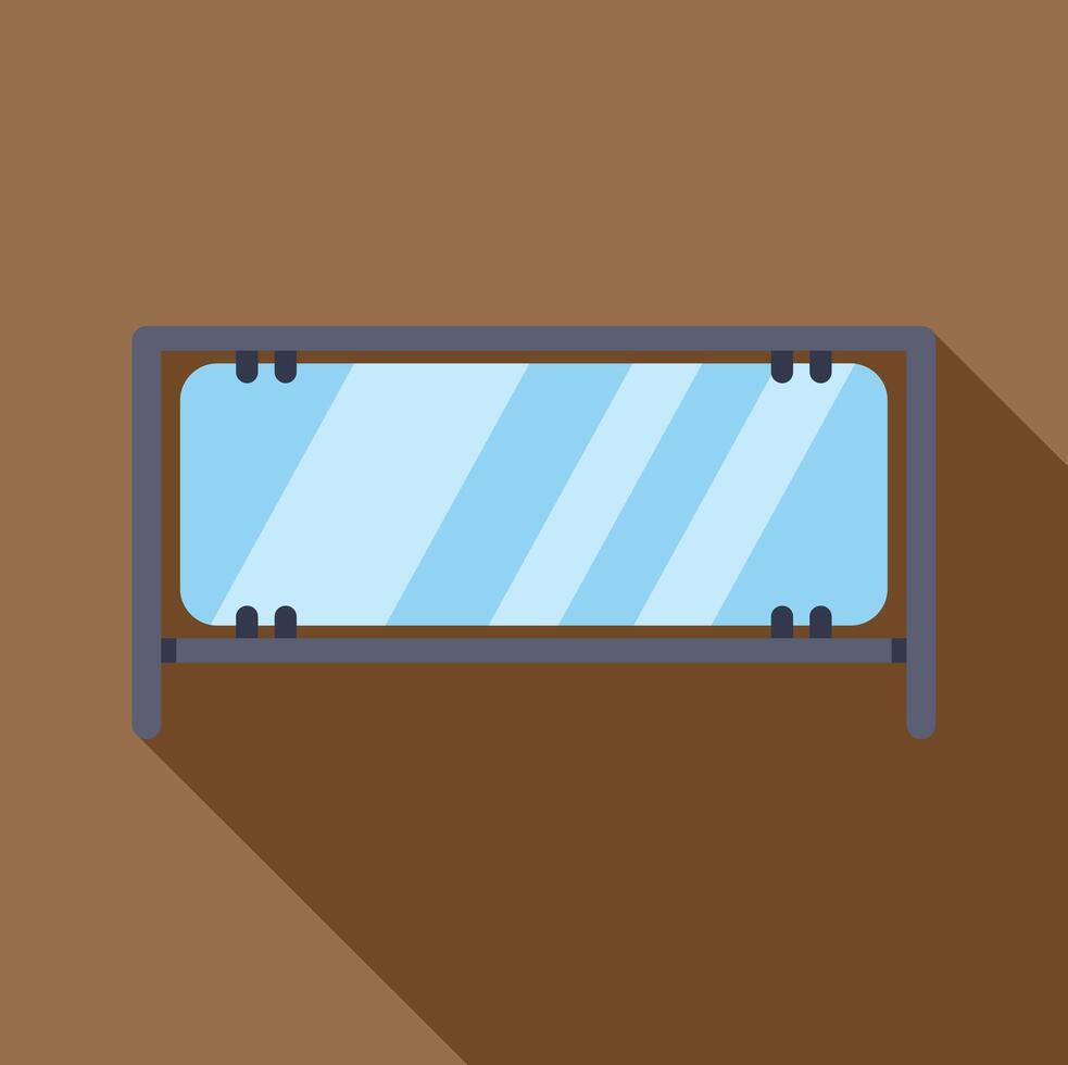 Horizontal mirror hanging on brown wall reflecting light blue sky vector