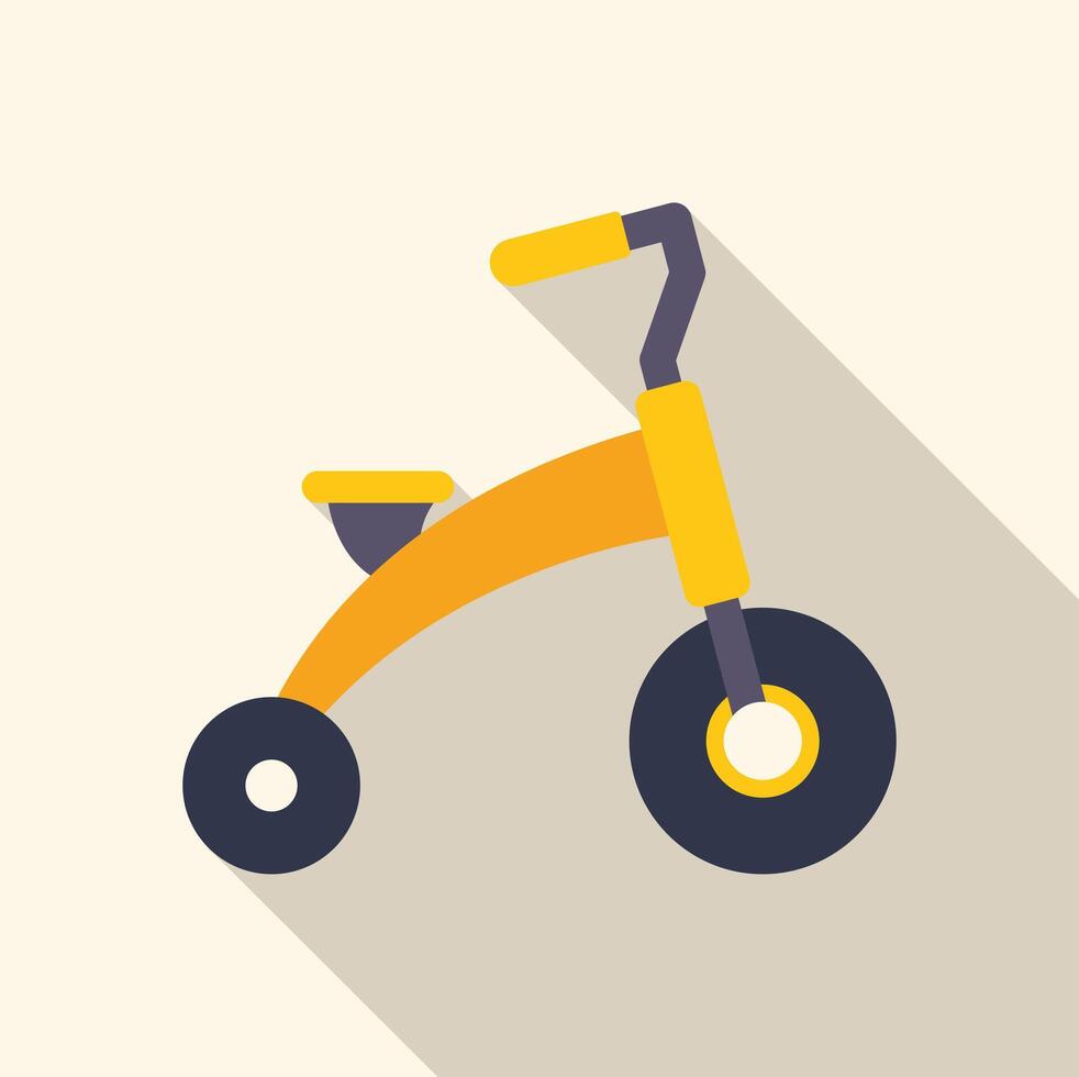 Yellow tricycle with long shadow representing childhood memories vector