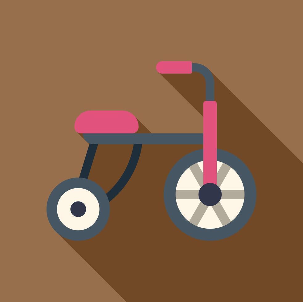 Pink tricycle with long shadow on brown background vector