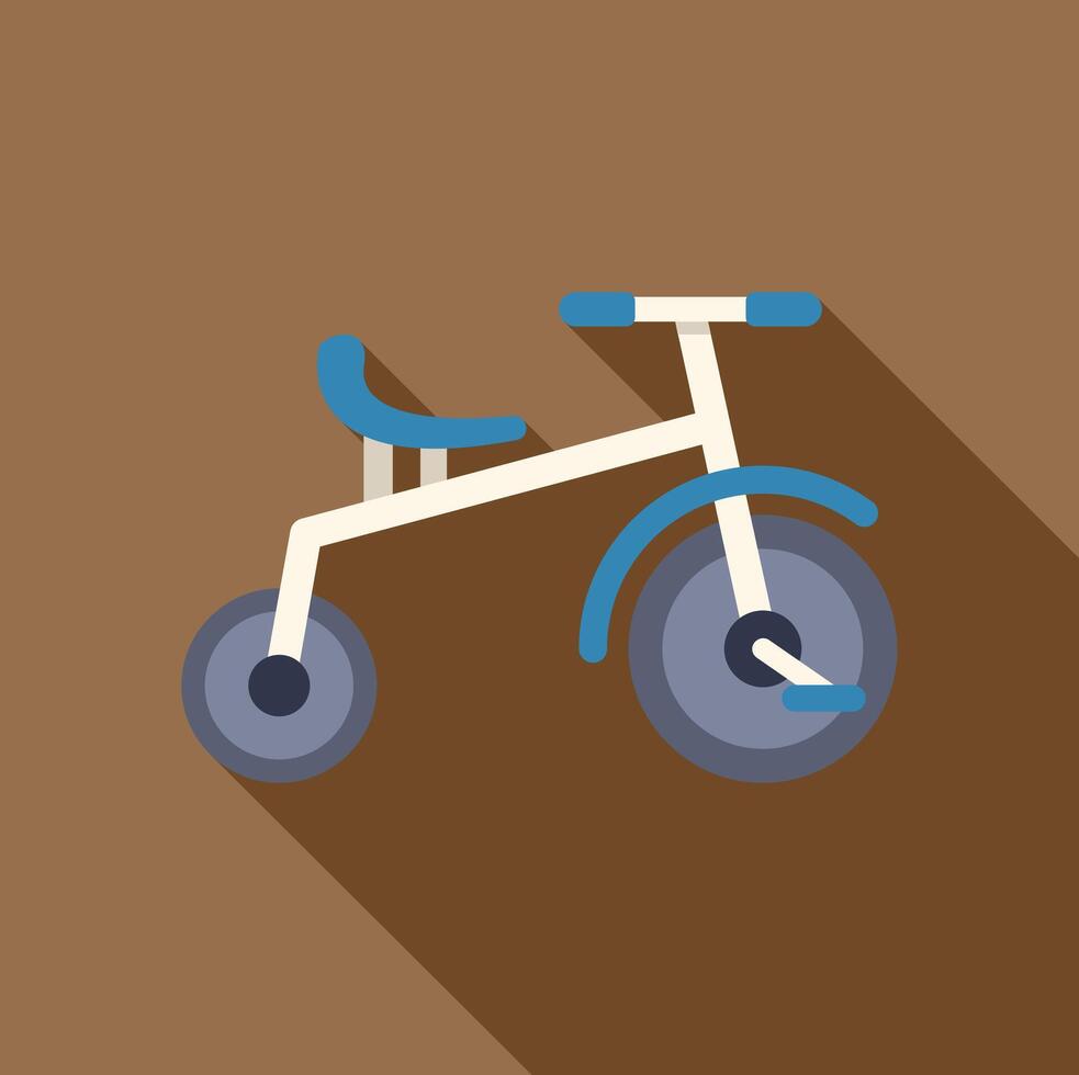 Children's tricycle with blue inserts is standing on brown background vector