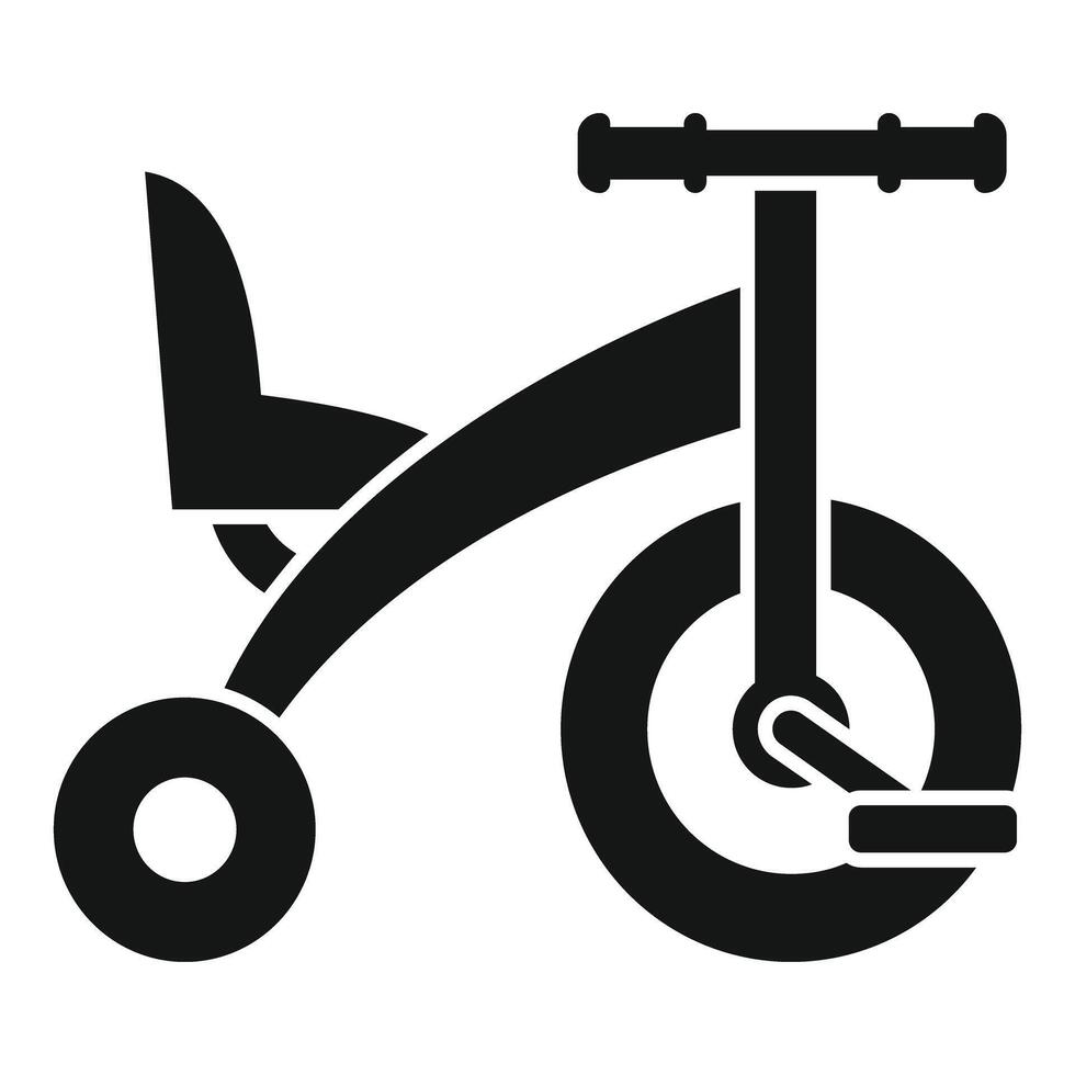 Plastic tricycle with big front wheel and pedal is ready for riding vector