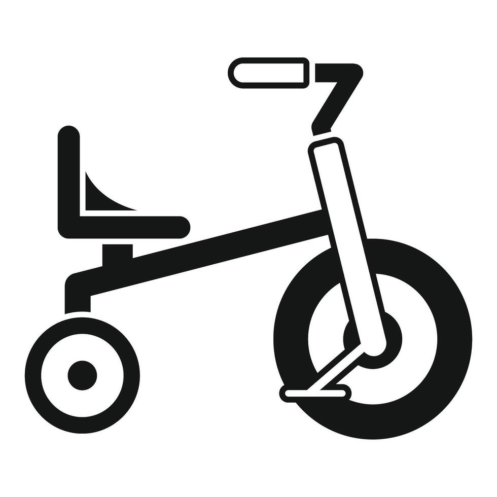Child tricycle icon, kid transport enjoying playing outside using simple small bicycle vector