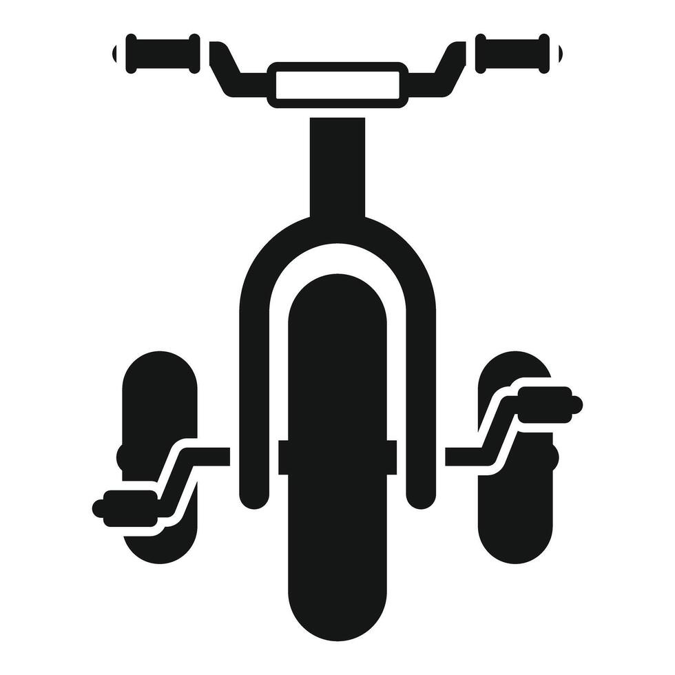 Front view of a tricycle with large front wheel and handlebars vector