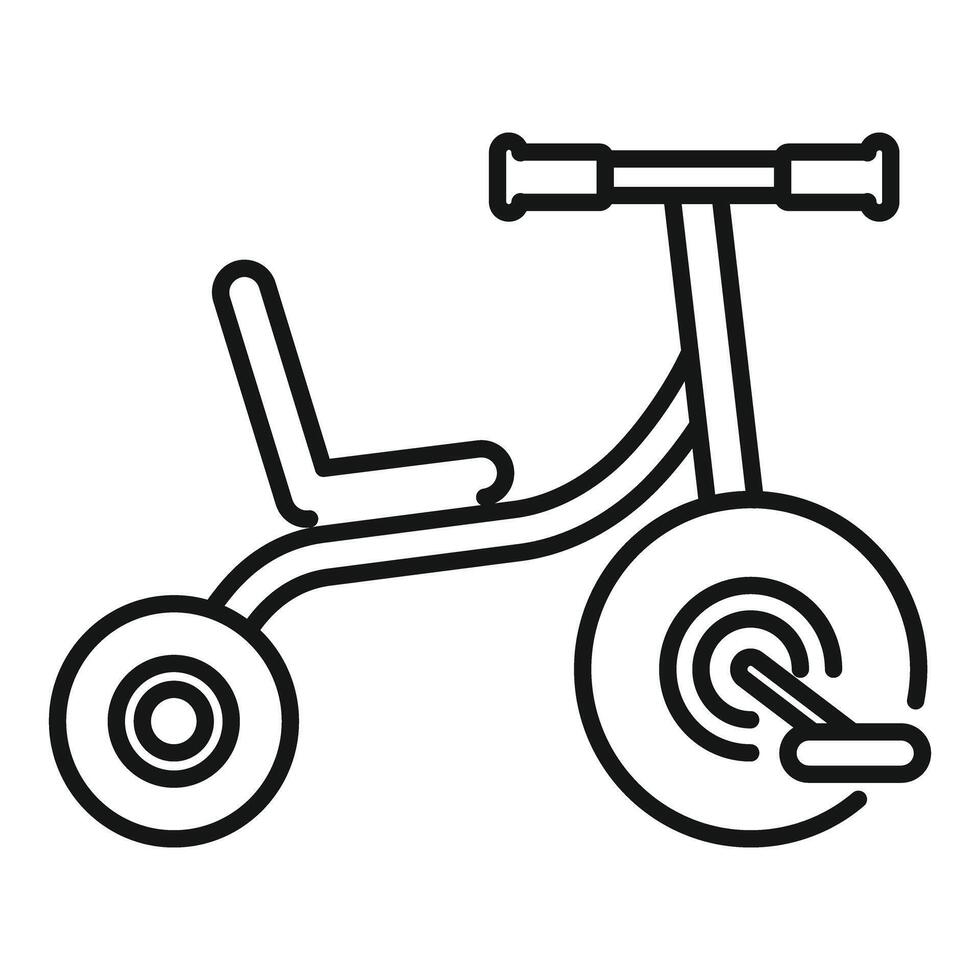Child tricycle with big front wheel and handlebars for riding vector