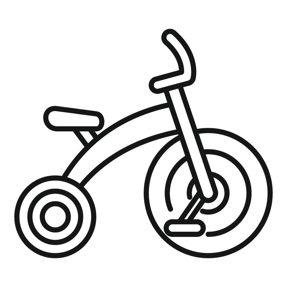 Child tricycle with big front wheel and curved handlebar standing still vector