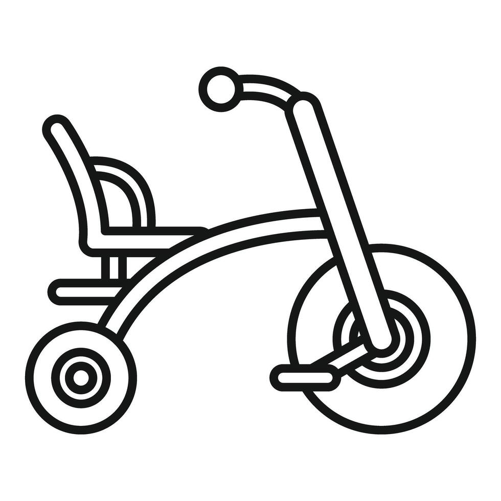 Child tricycle with big front wheel and curved frame vector