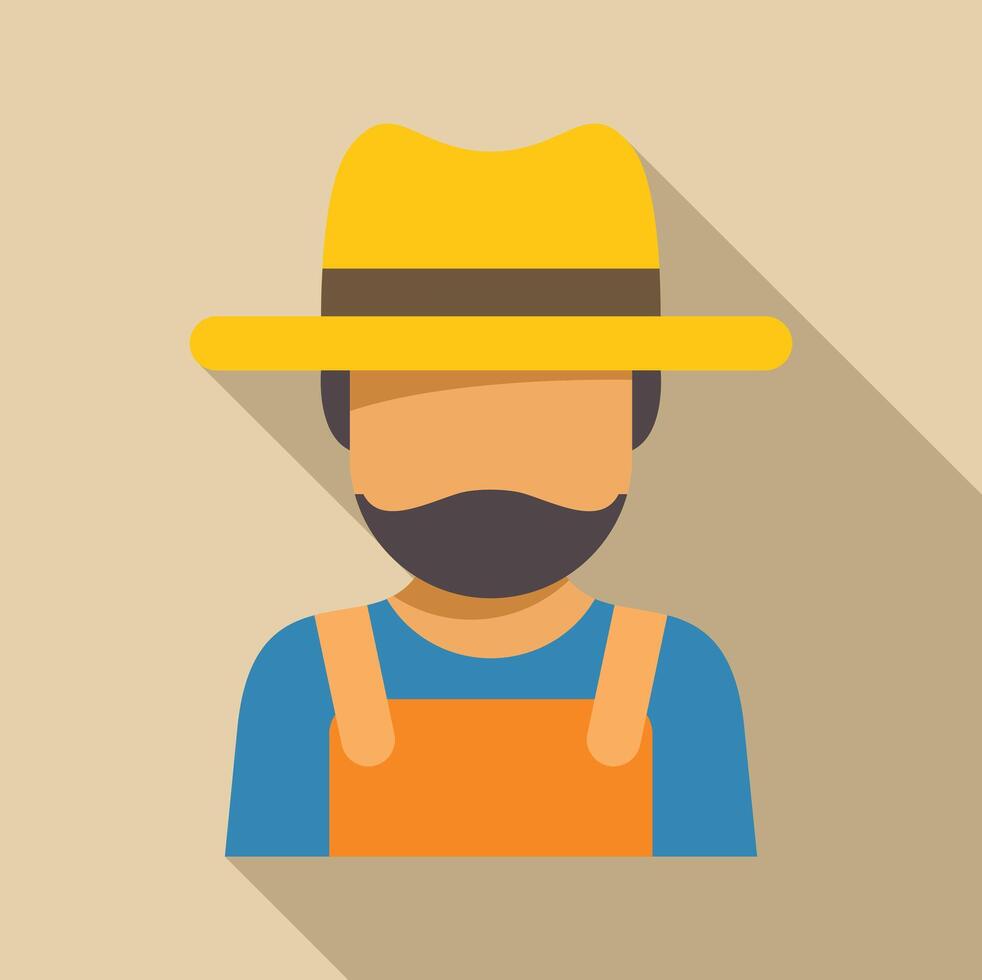 Farmer wearing straw hat and dungarees working in agriculture vector