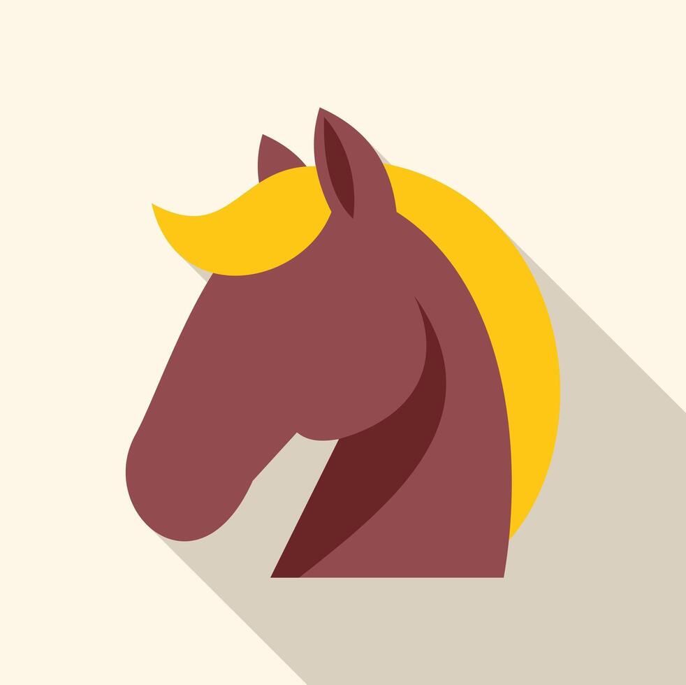 Horse head logo representing power and elegance with long shadow vector