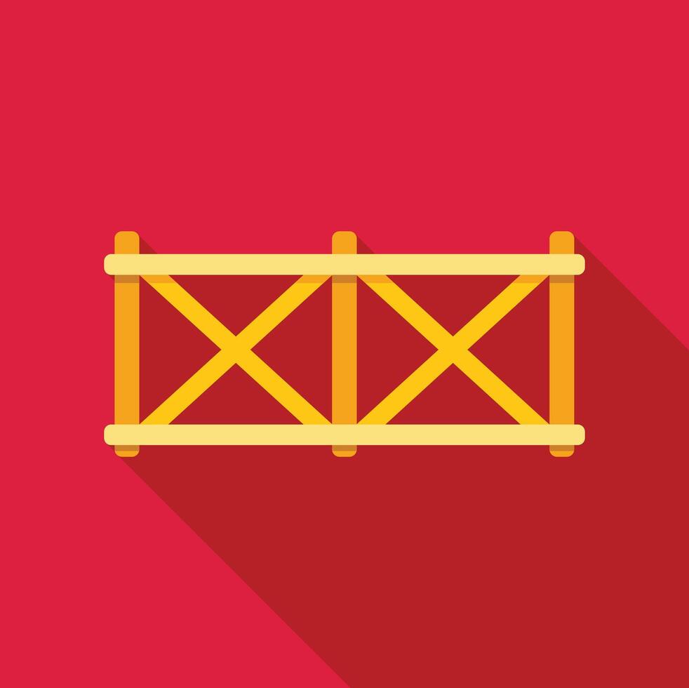 Wooden fence creating secure barrier on red background vector