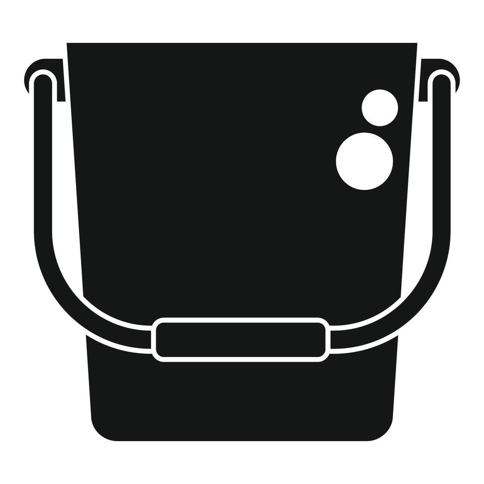 Black bucket with handle and drops simple icon vector