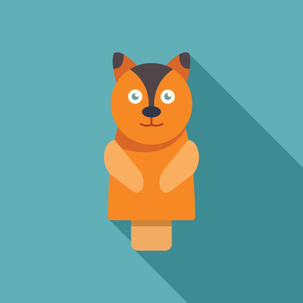 Adorable orange squirrel finger puppet posing on turquoise background vector