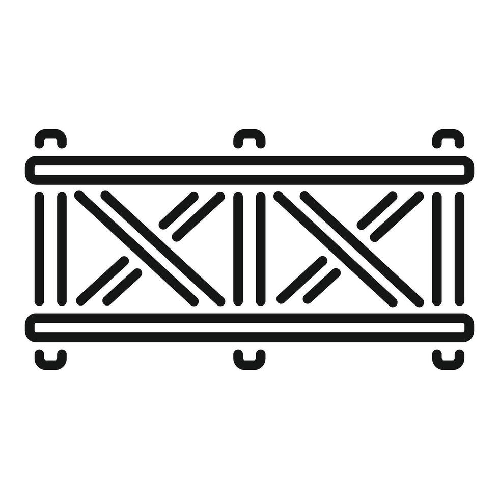 Metal truss structure supporting weight with cross beams for stability vector