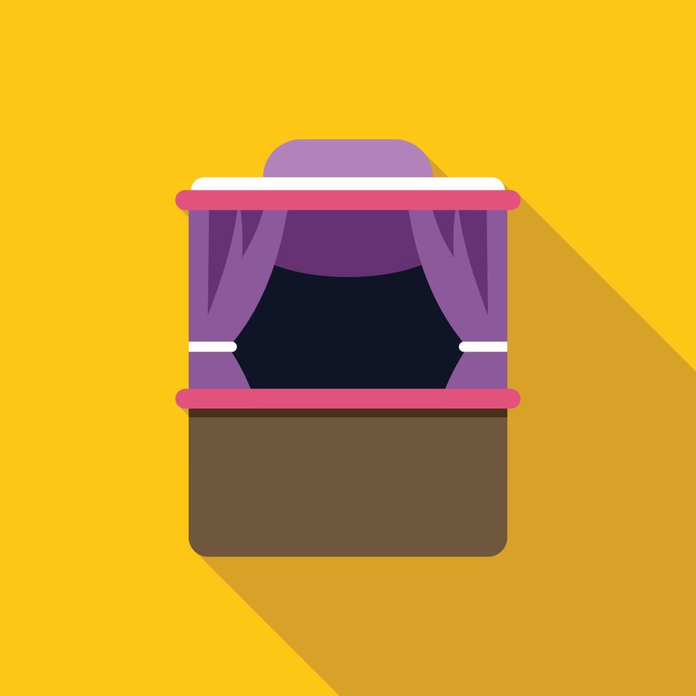 Puppet show stage with purple curtains and yellow background 55589474