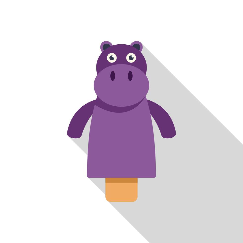 Purple hippopotamus hand puppet with long shadow vector