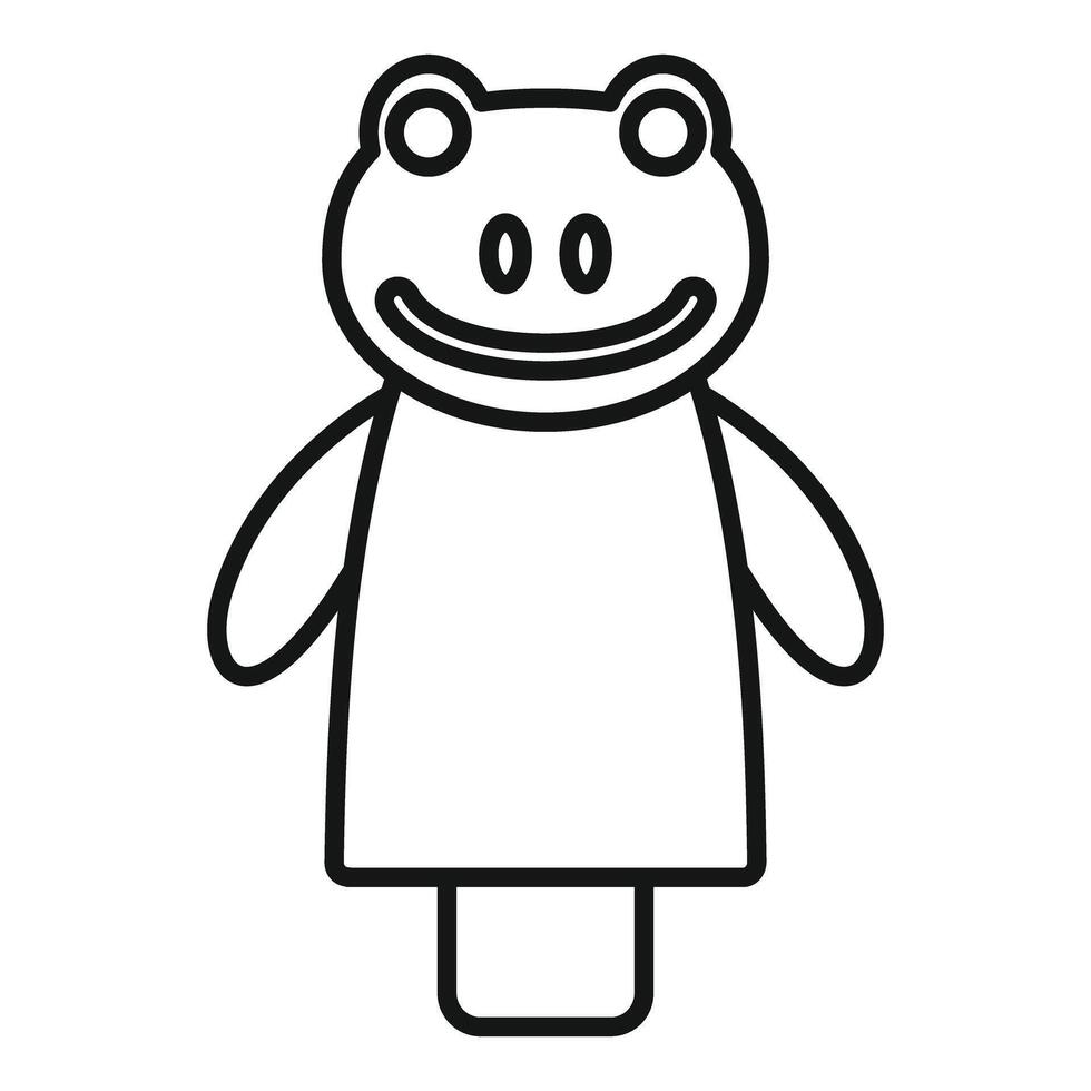 Smiling frog puppet standing, ready for a show vector