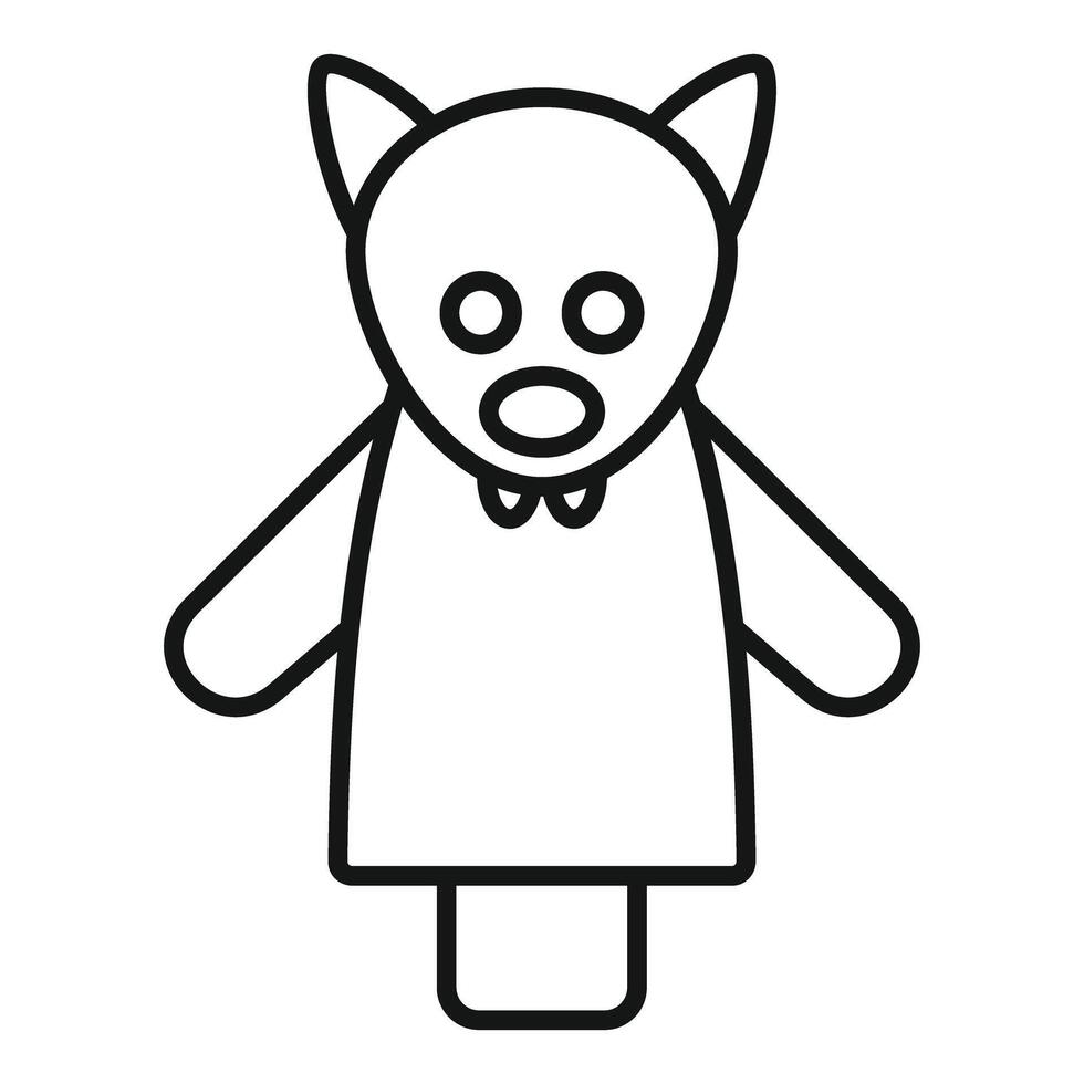 Cute finger puppet fox wearing bow tie in black and white line art style vector