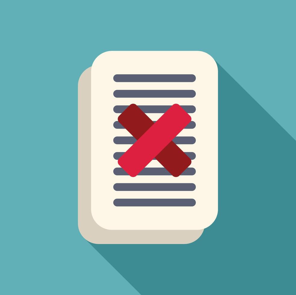 Red cross symbolizing rejection on document representing denial vector