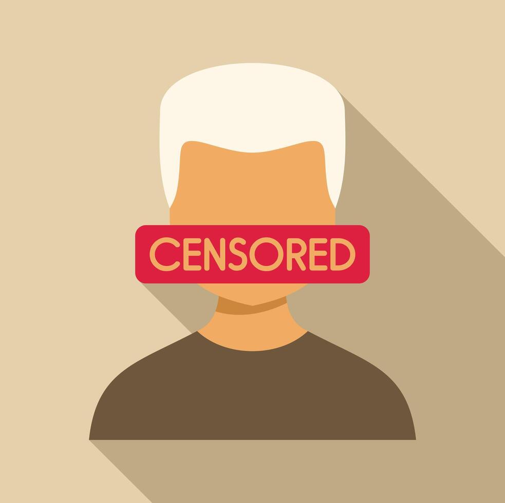 Censored person with blocked mouth showing freedom of speech suppression vector