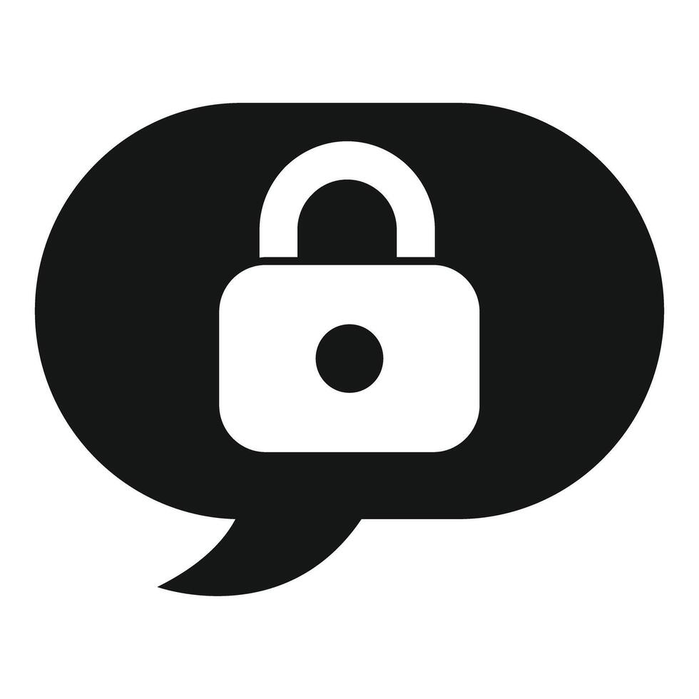 Secure communication, speech bubble enclosing padlock symbolizing privacy vector