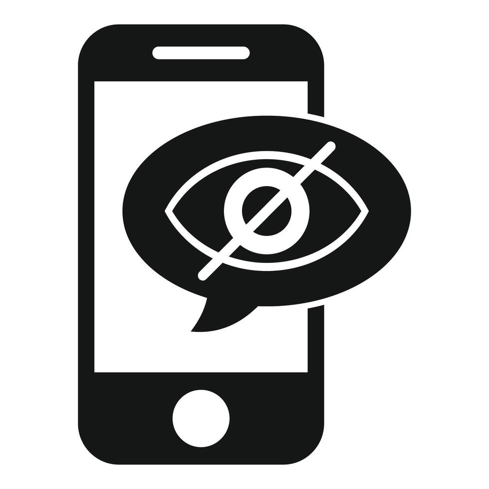 Smartphone showing blocked eye in speech bubble, privacy and online security concept vector